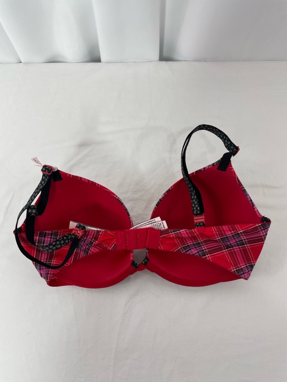 Victoria’s Secret Red Plaid Push-Up Bra 34DD | Tartan Holiday Lingerie Underwire - Picture 3 of 5